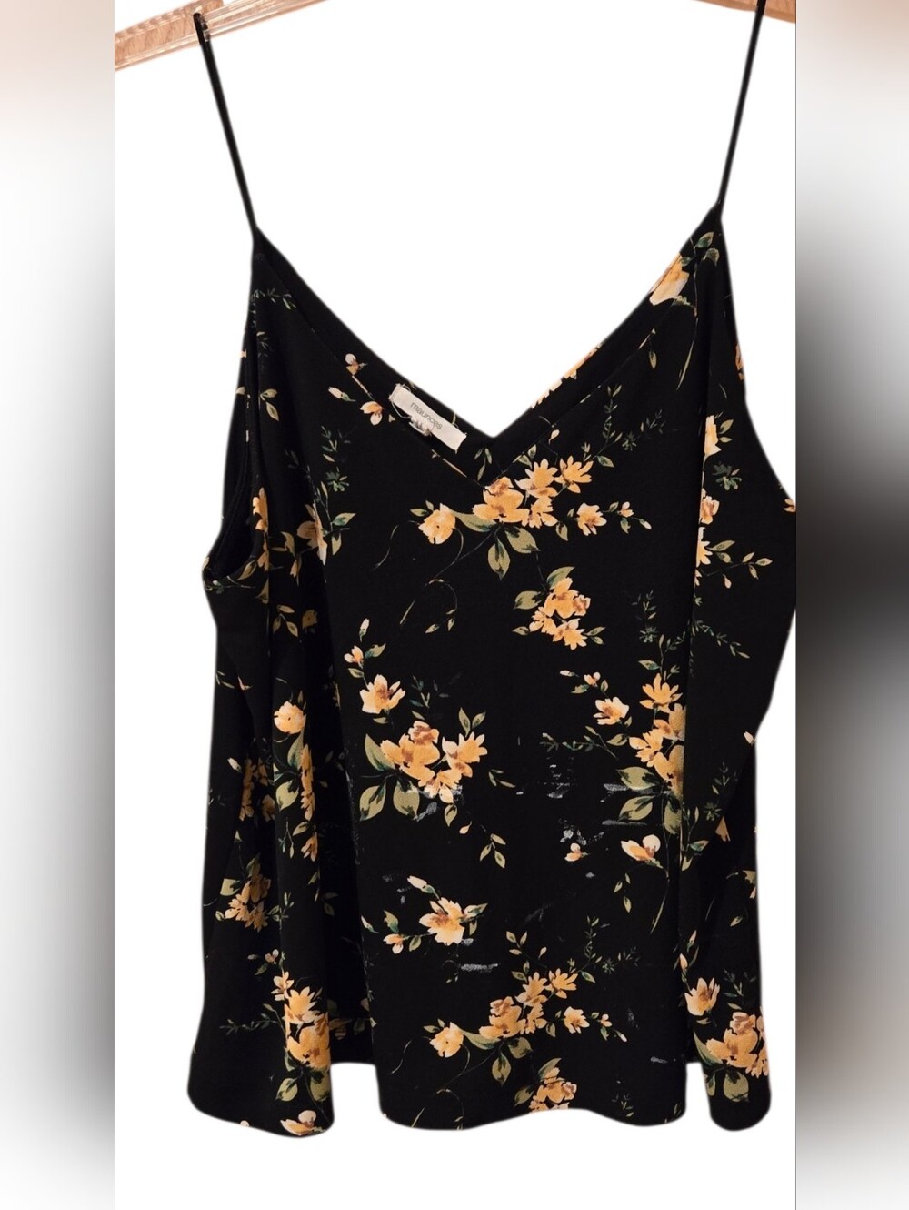 Maurices Black Floral Cami Top with Yellow flowers Size XL